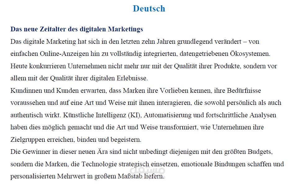 English-Deutsch Translation (Marketing)