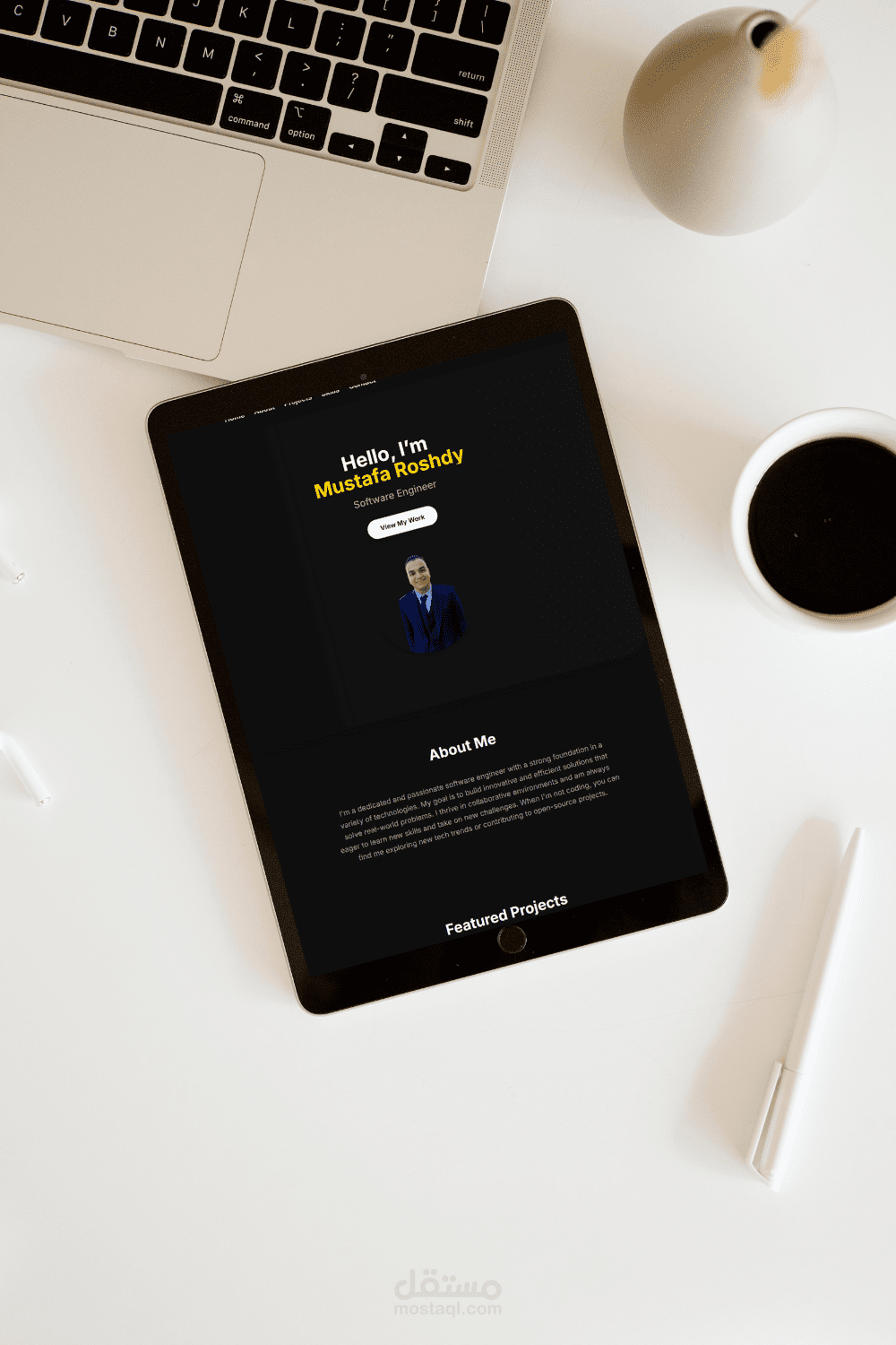 عمل تطبيق واجهة امامية لموقعى الشخصى portfolio
