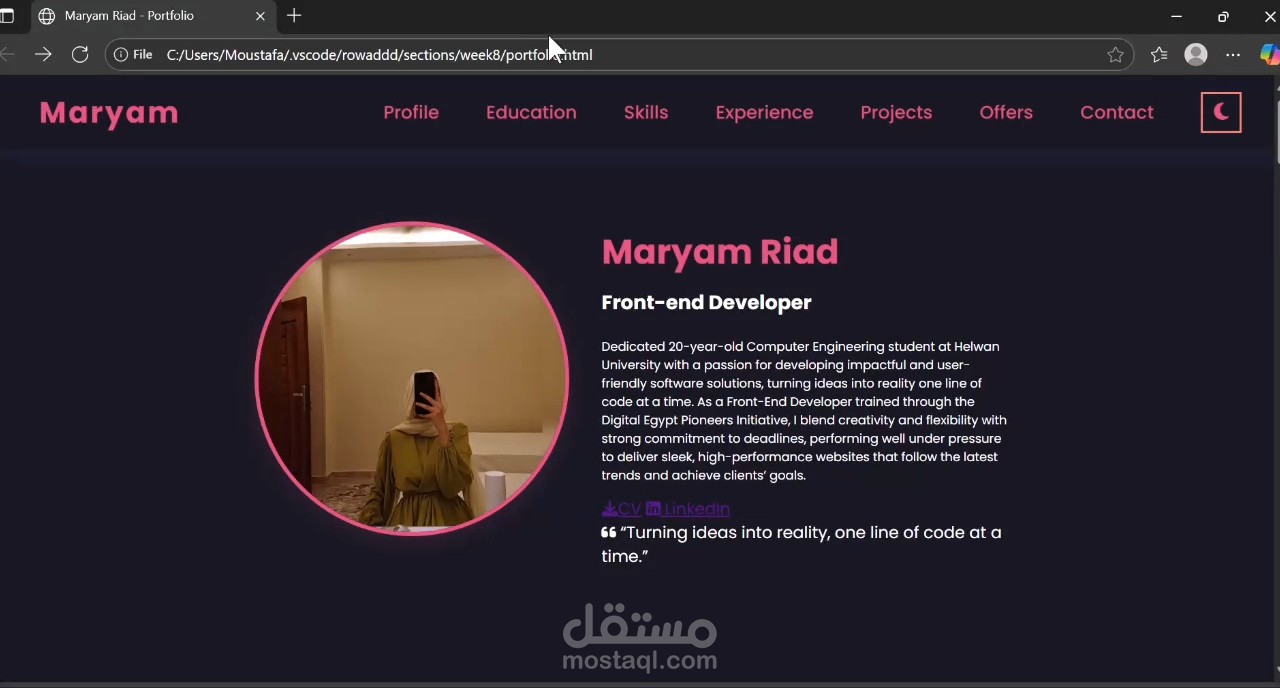 Personal Portfolio Website (HTML / CSS / JavaScript)