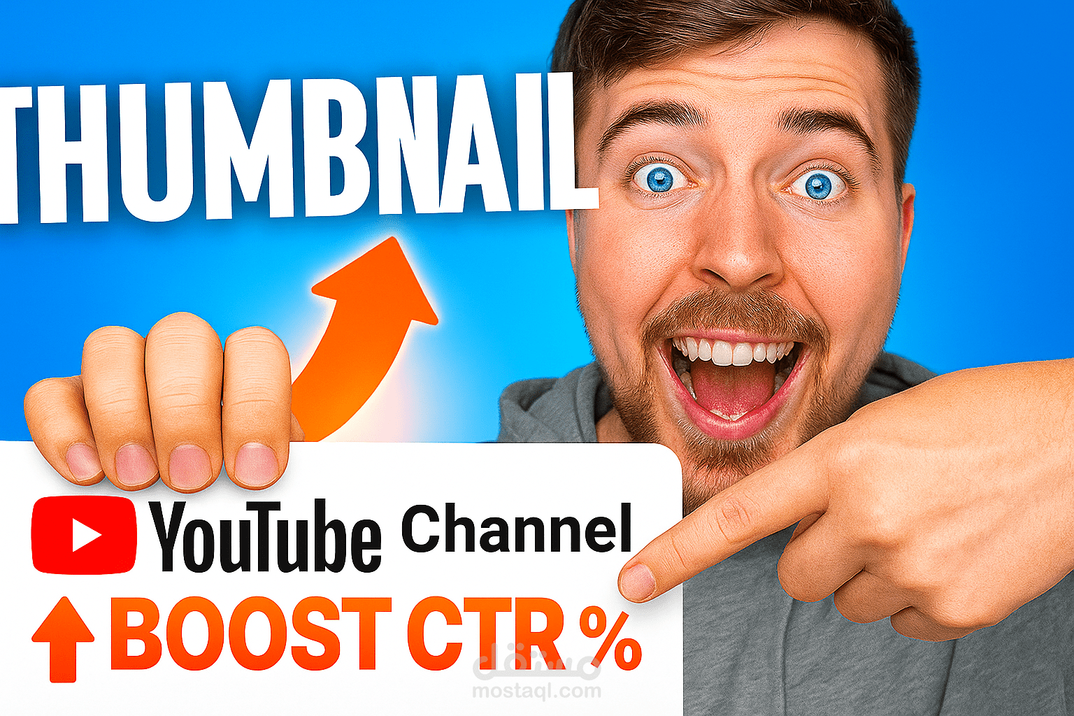 سأصمم صور مصغّرة (Thumbnails) احترافية مستوحاة من أسلوب MrBeast لزيادة مشاهداتك