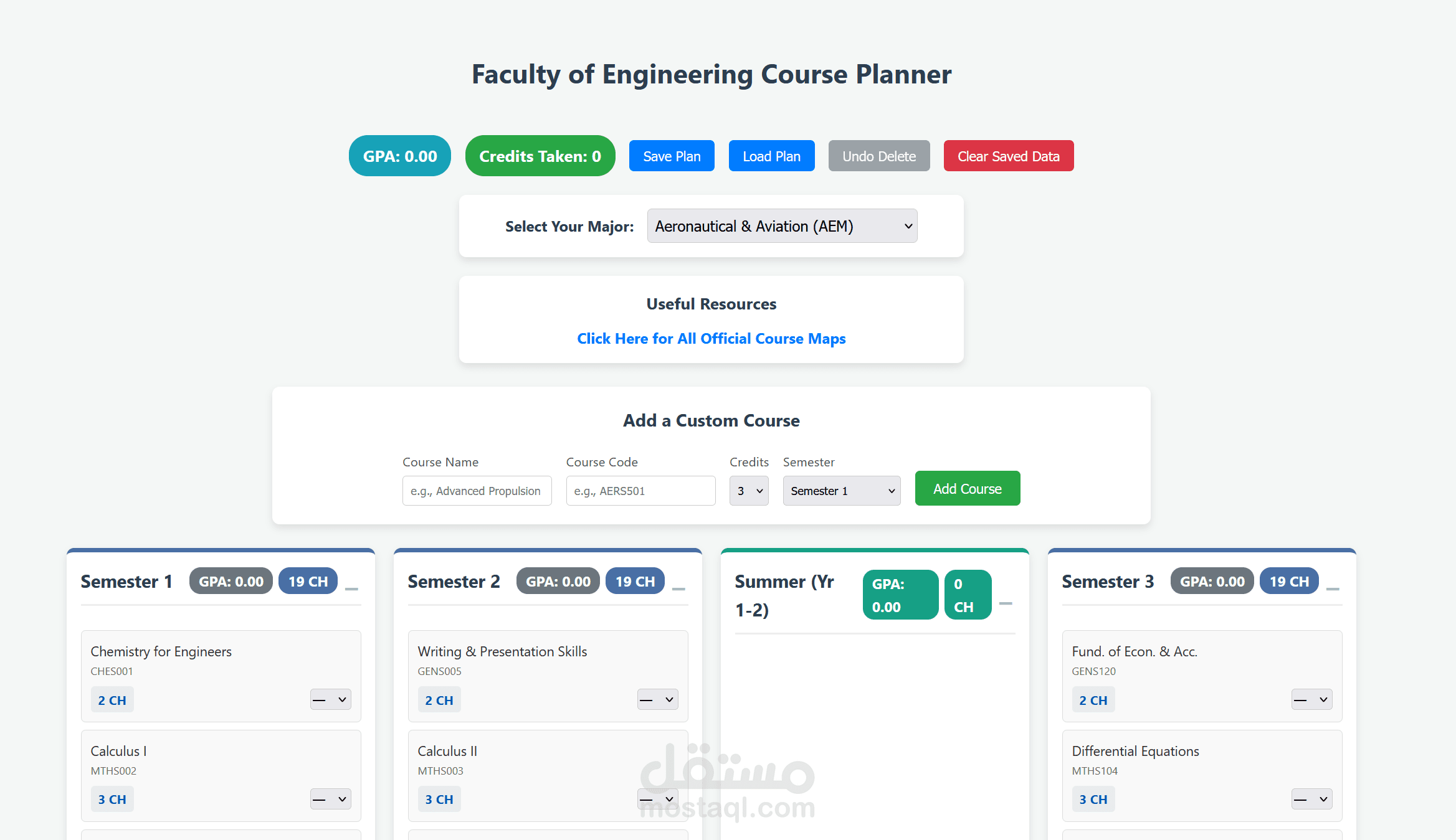 Faculty of Engineering Course Planner