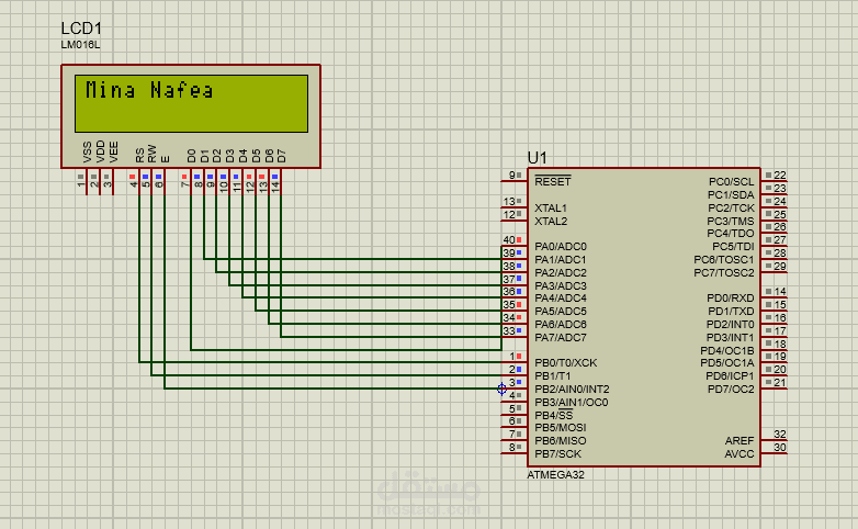 عرض نص على شاشة LCD باستخدام ATmega32
