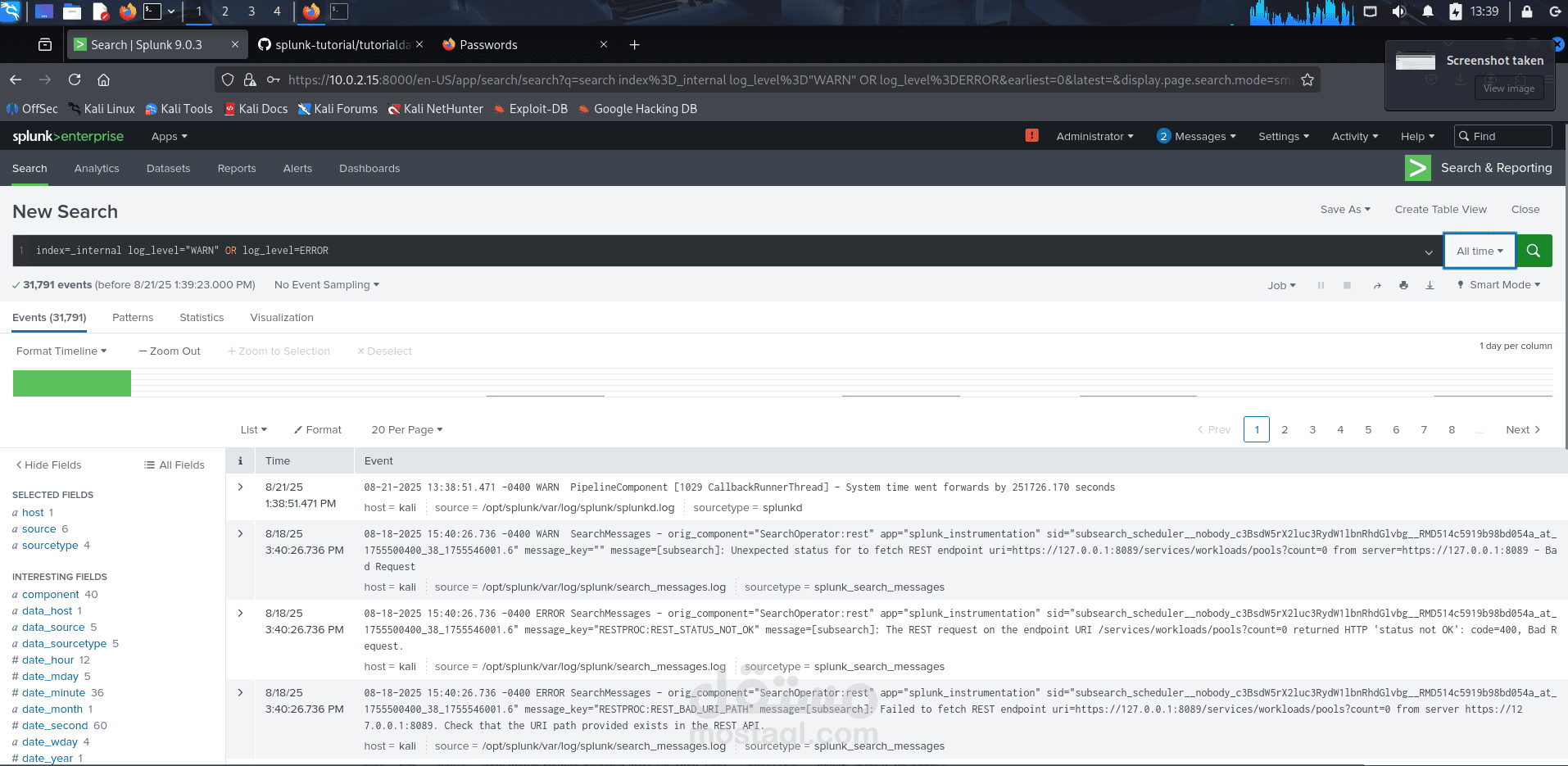 تحليل البيانات علي SIEM tool: SPLUNK