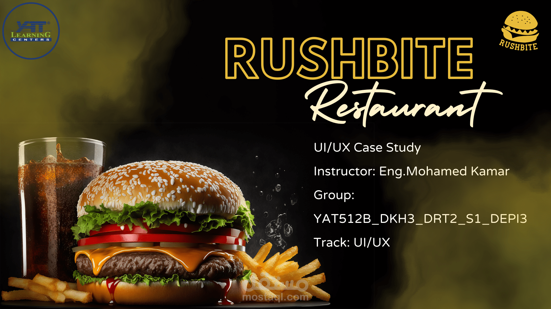 دراسة حالة لتطبيق RushBite (توصيل الطعام السريع) – مشروع جماعي
