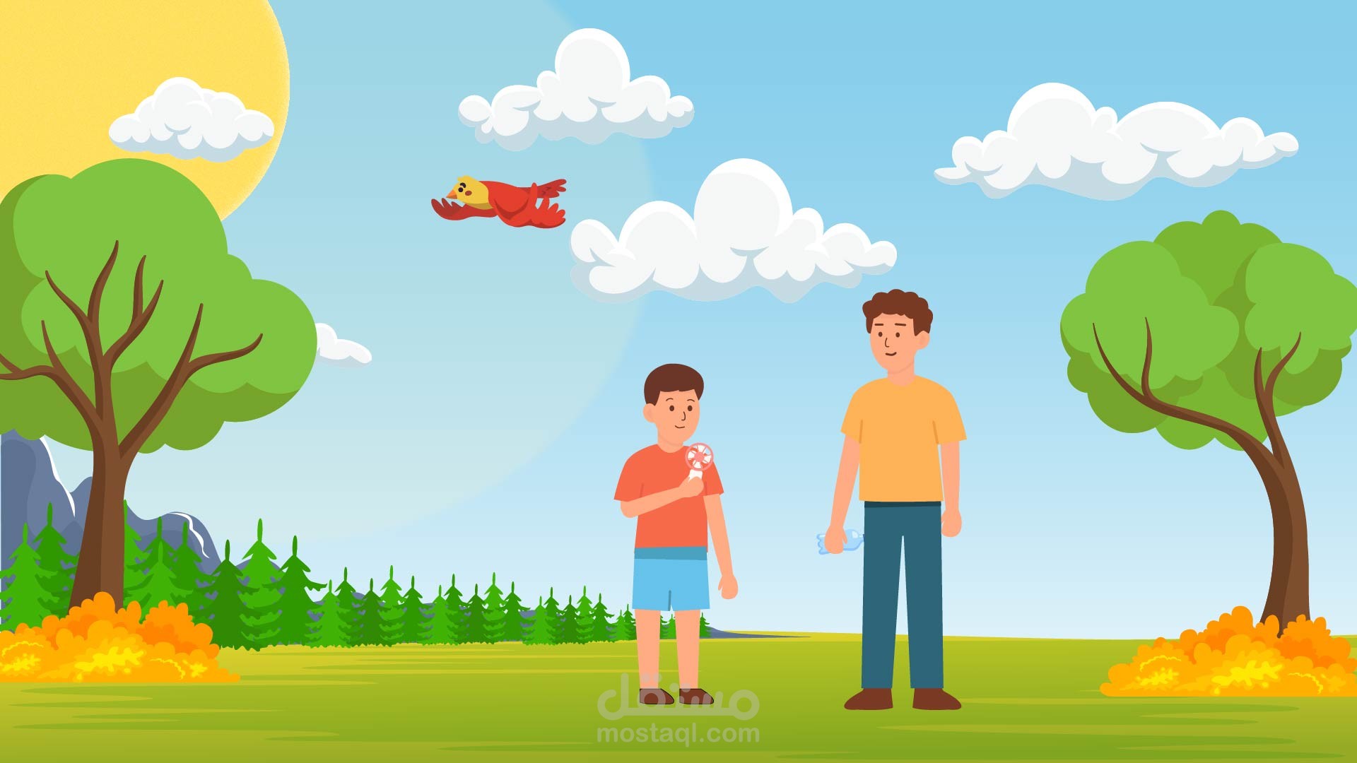 موشن جرافيك – يوم صيفي مشمس يعبر عن حرارة الجو بشكل فكاهي وإبداعي