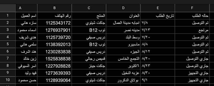 مشروع إدخال بيانات على Excel: