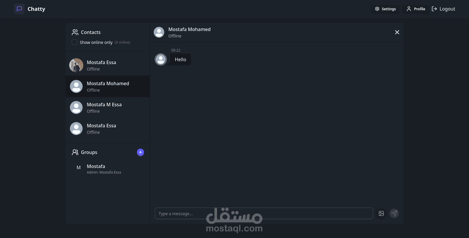 تطبيق للمحادثة (Chat Web App)