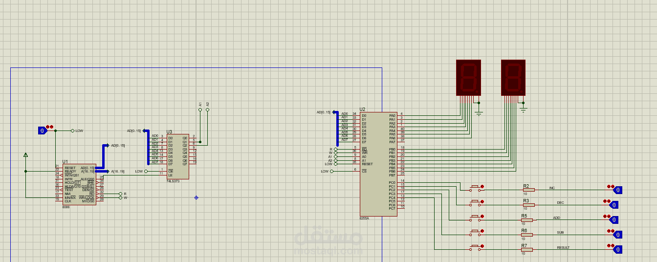 Addition and subtraction machine using 8086 microprocessor