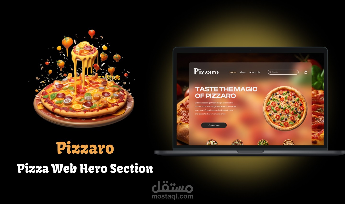 Pizza Website Hero Section Prototype & Animation