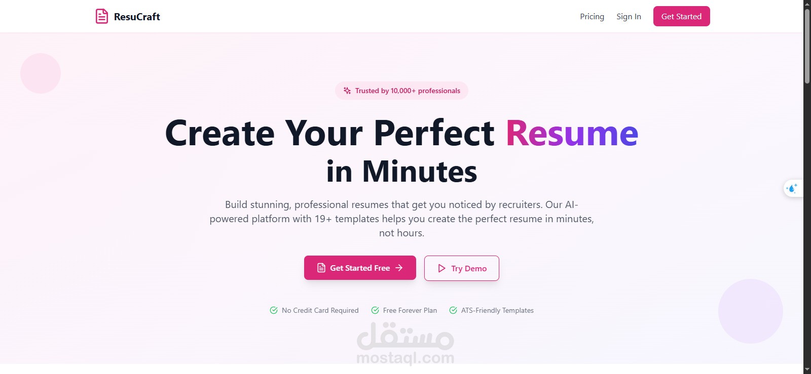 ResuCraft (Create Your Perfect Resume in Minutes)