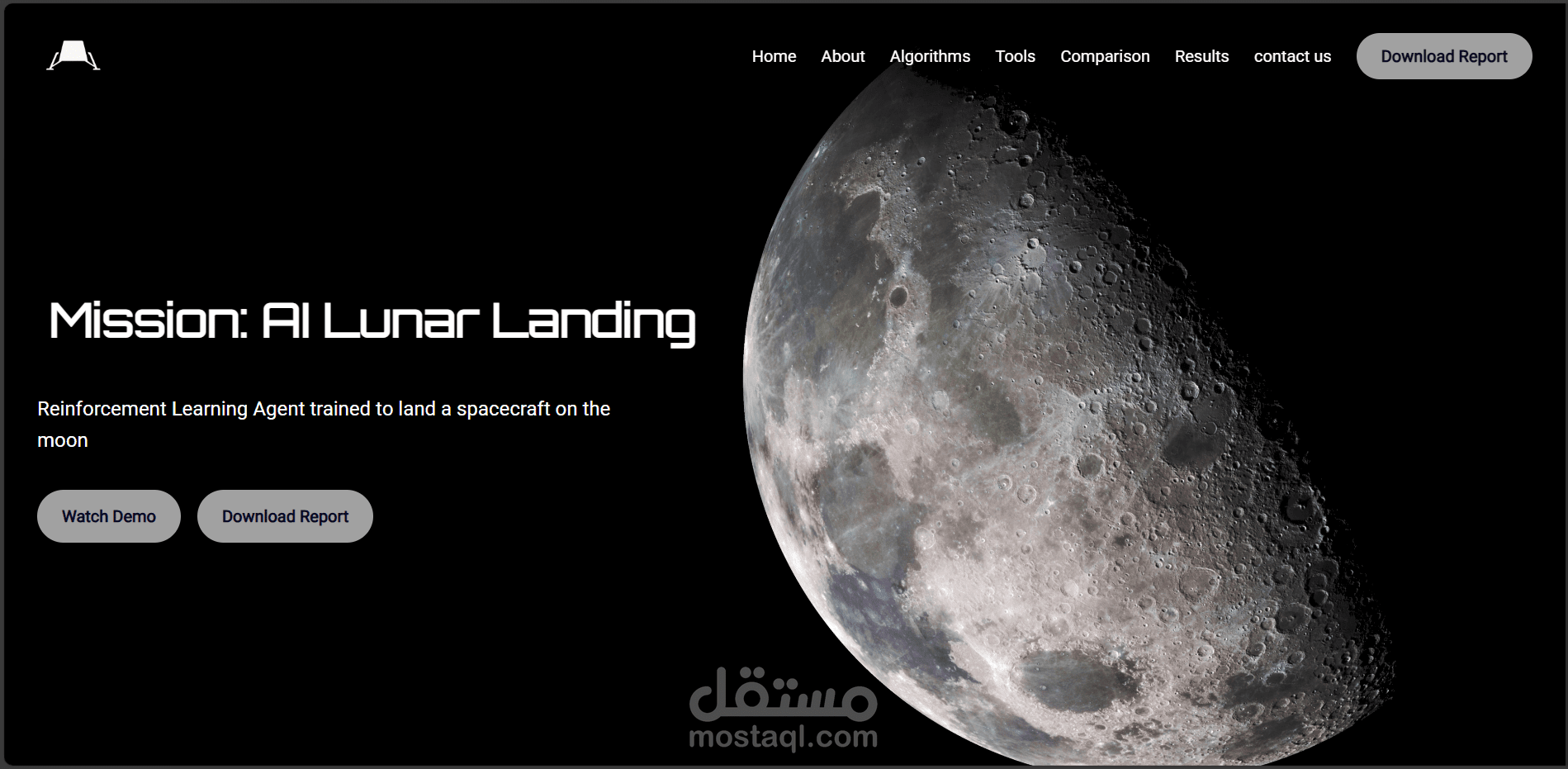 Reinforcement Learning Agent trained to land a spacecraft on the moon