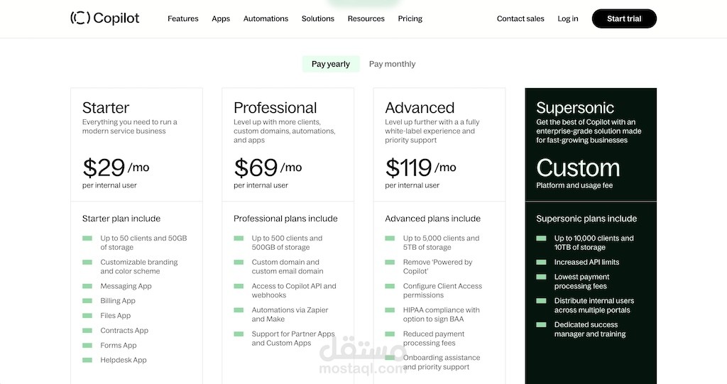 doing a working webpage  about pricing