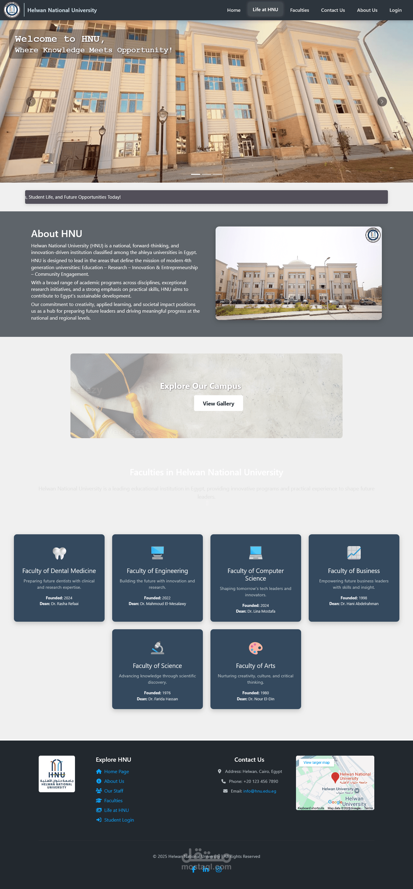 تطوير موقع student information system للجامعة بجانب استخدام MySQL