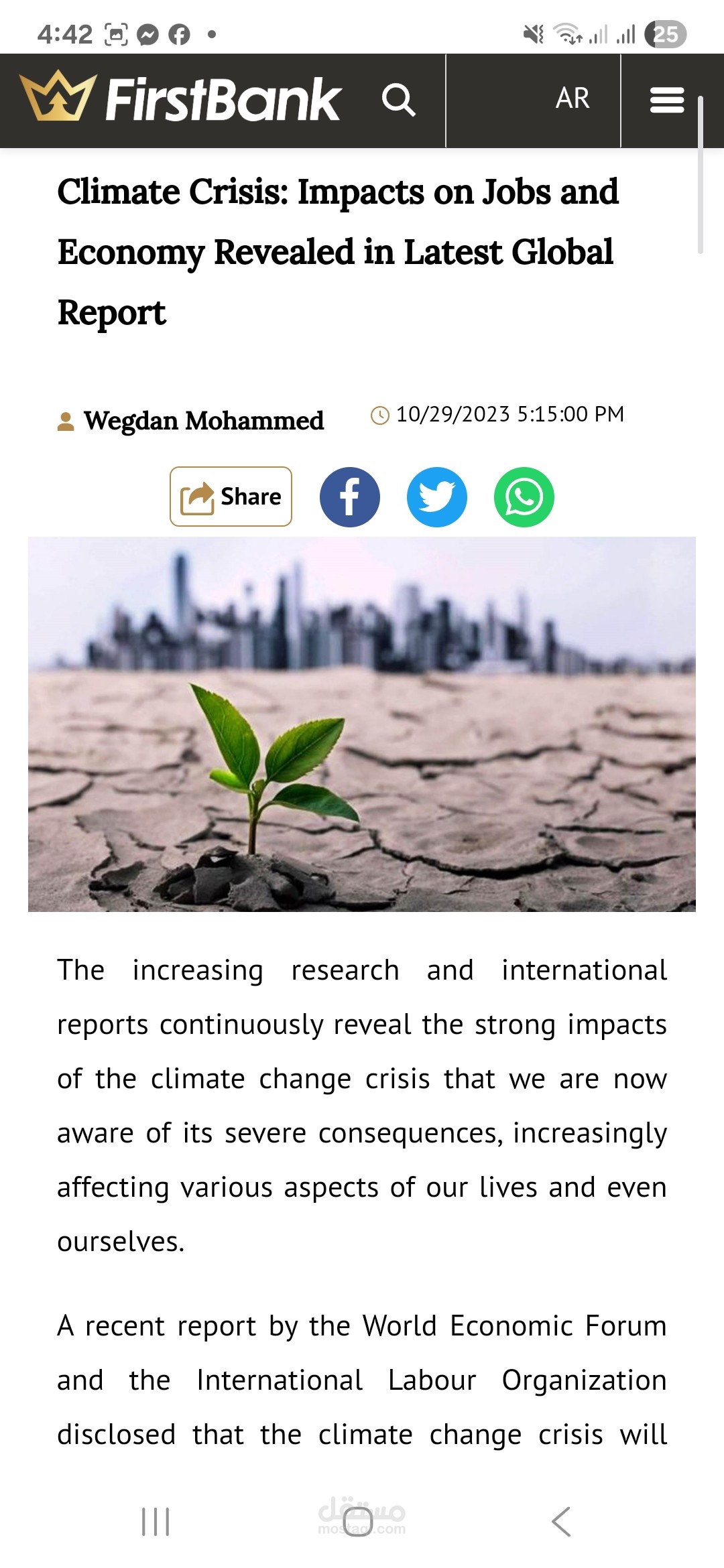 Climate crisis: impact on jobs and economy