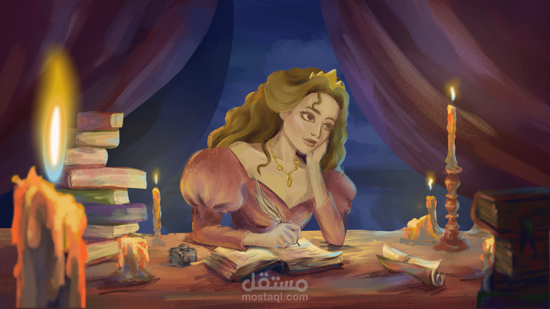 مشروع انترو رسم رقمي و موشن جرافيك بسيط لسلسلة حلقات مستوحاة من قصص ألف ليلة وليلة.
