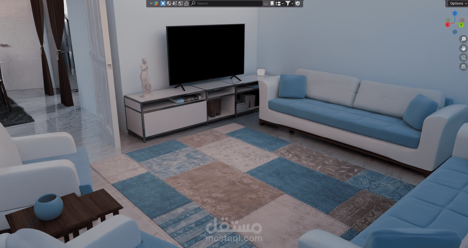 تصميم داخلي ثلاثي الأبعاد كامل لشقة سكنية – 3D Interior Design & Visualization