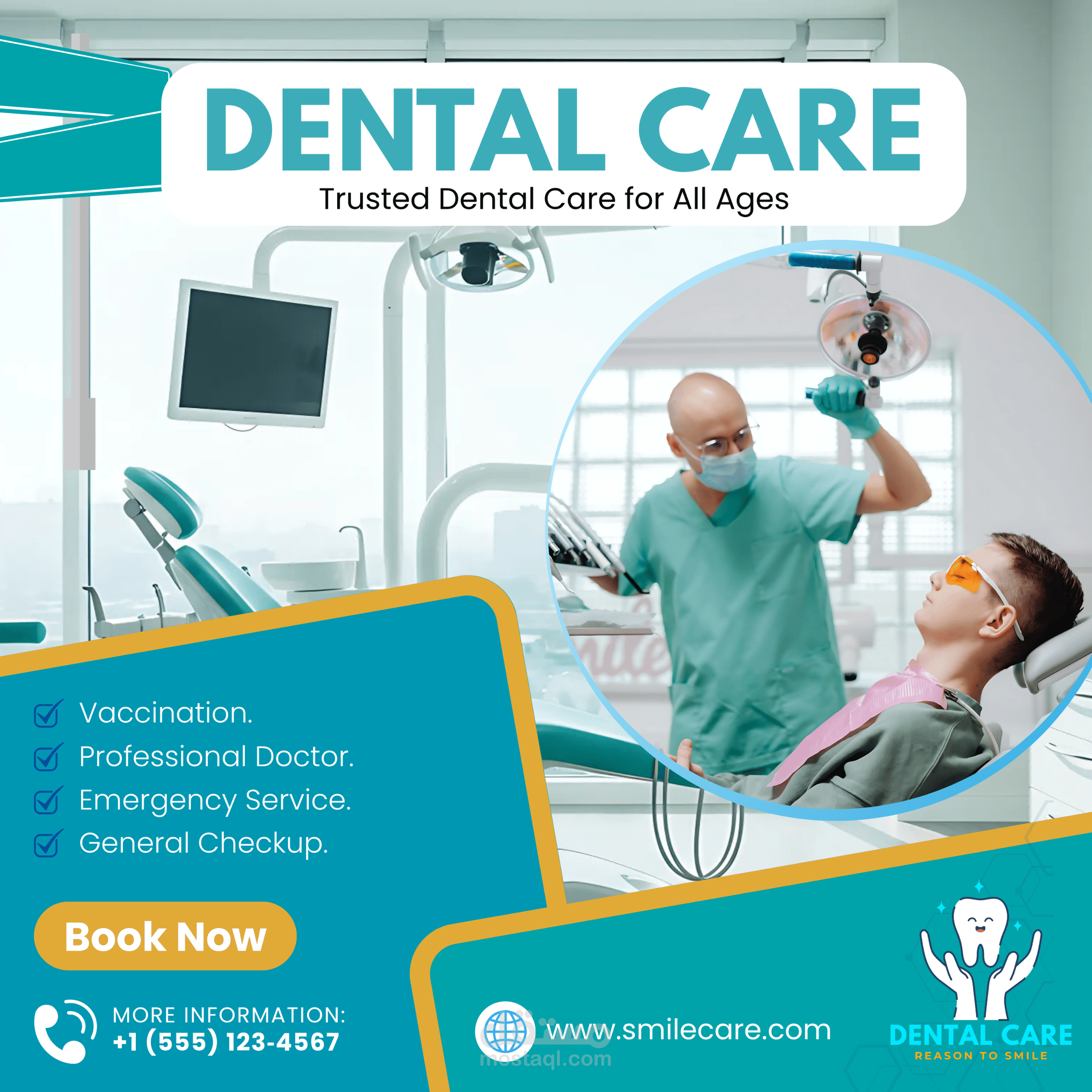تصميم إعلان دعائي لخدمات عيادة الأسنان – Dental Care