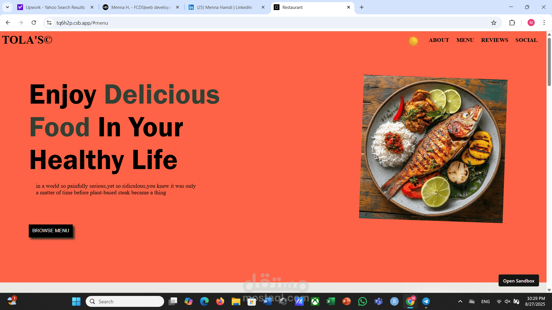 restaurant website