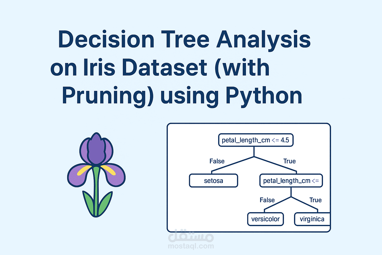 تحليل بيانات Iris باستخدام خوارزمية Decision Tree (مع Pruning) بلغة Python