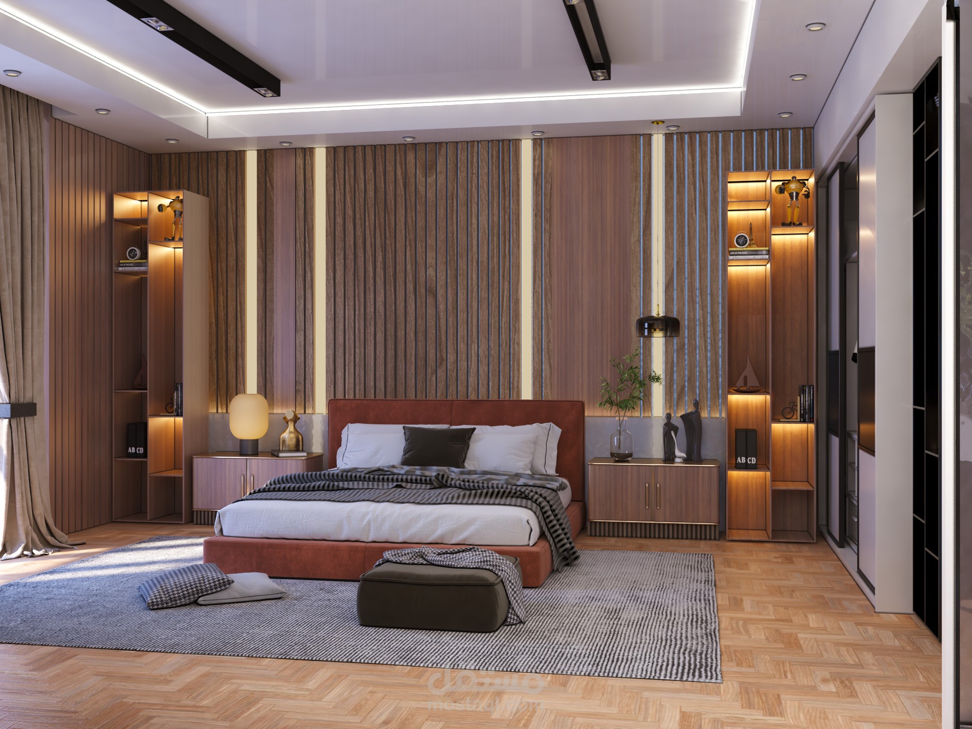 غرفة نوم بستايل Modern Luxe with a touch of Contemporary Minimalism
