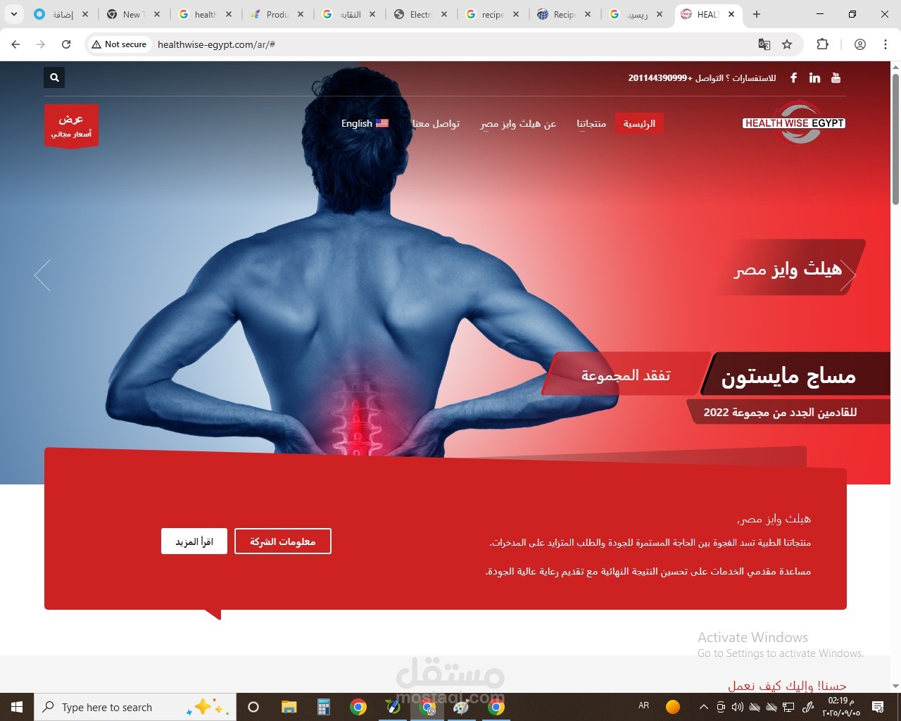 تعديل وتطوير موقع هيلثوايز ايجيبت