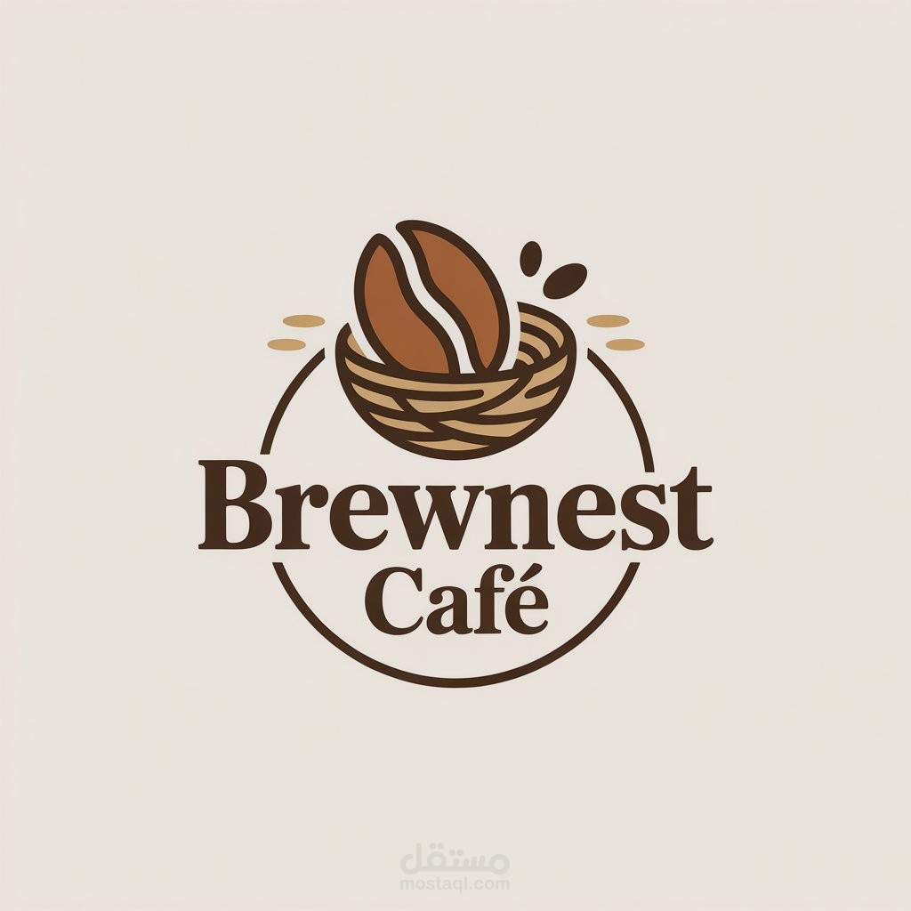 تصميم شعار إبداعي لمقهى حديث (BrewNest Café)