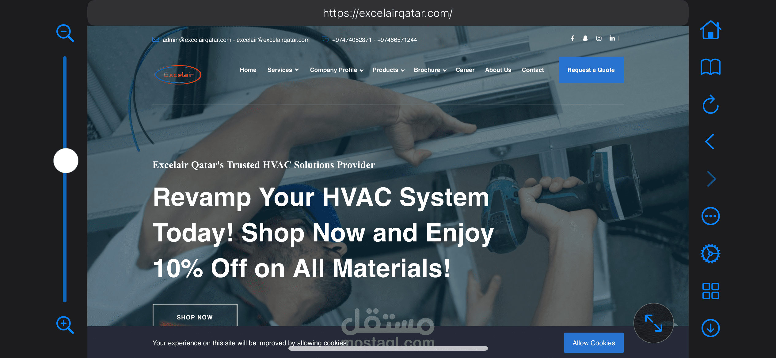 Company Website for Air Conditioning & Cooling Services