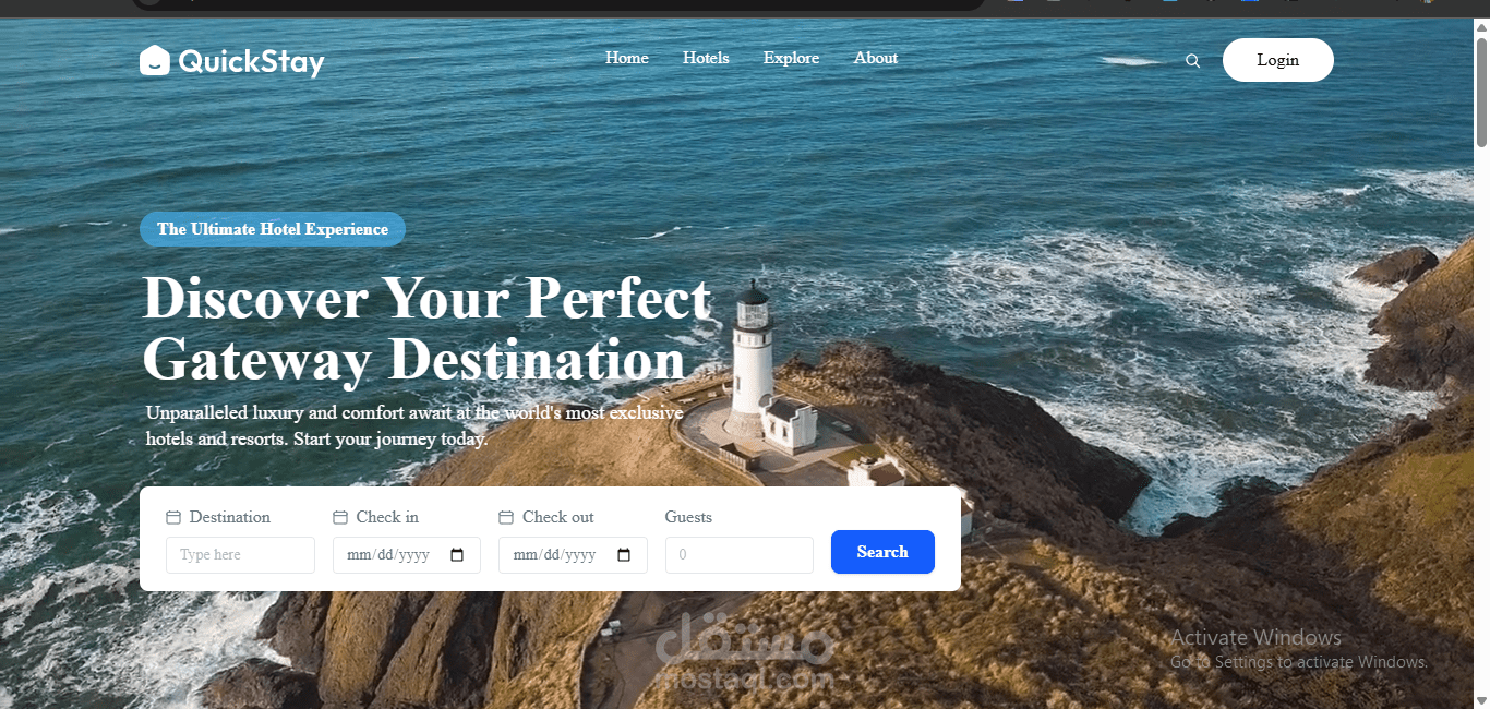 تطبيق حجز فنادق “Hotel Booking Web App”