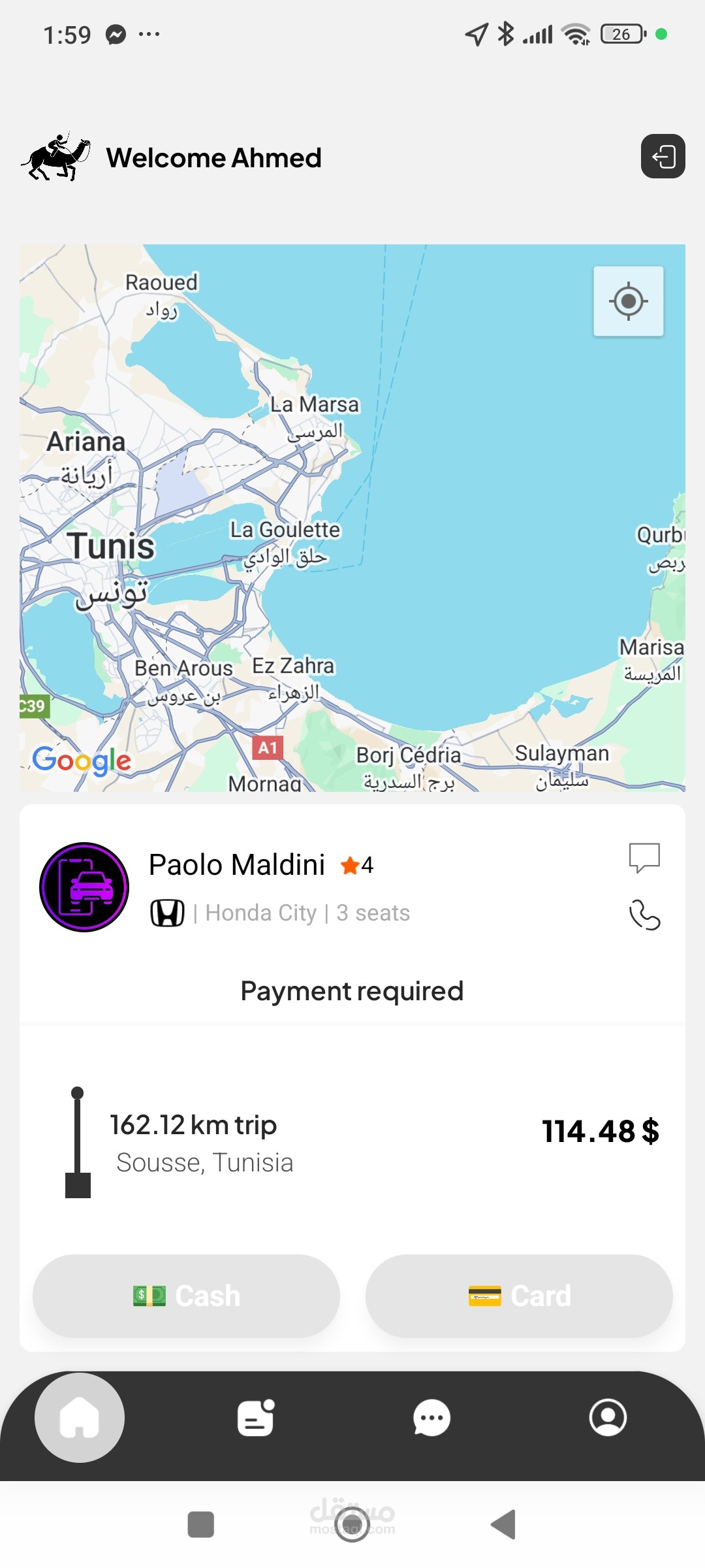 تطبيق ذكي مثل اوبر يحتوي على عديد المميزات (التطبيق في مراحله الاخيرة فور اتمامه سوف انزل فيديو تفصيلي لكل الوضائف لضمان اكثر مصداقية)