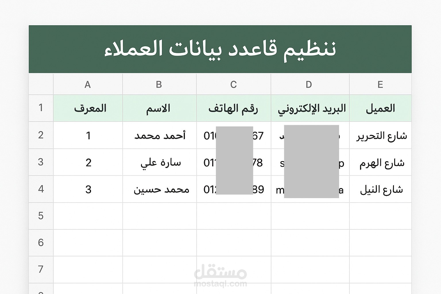 إدخال وتنظيم بيانات على Excel