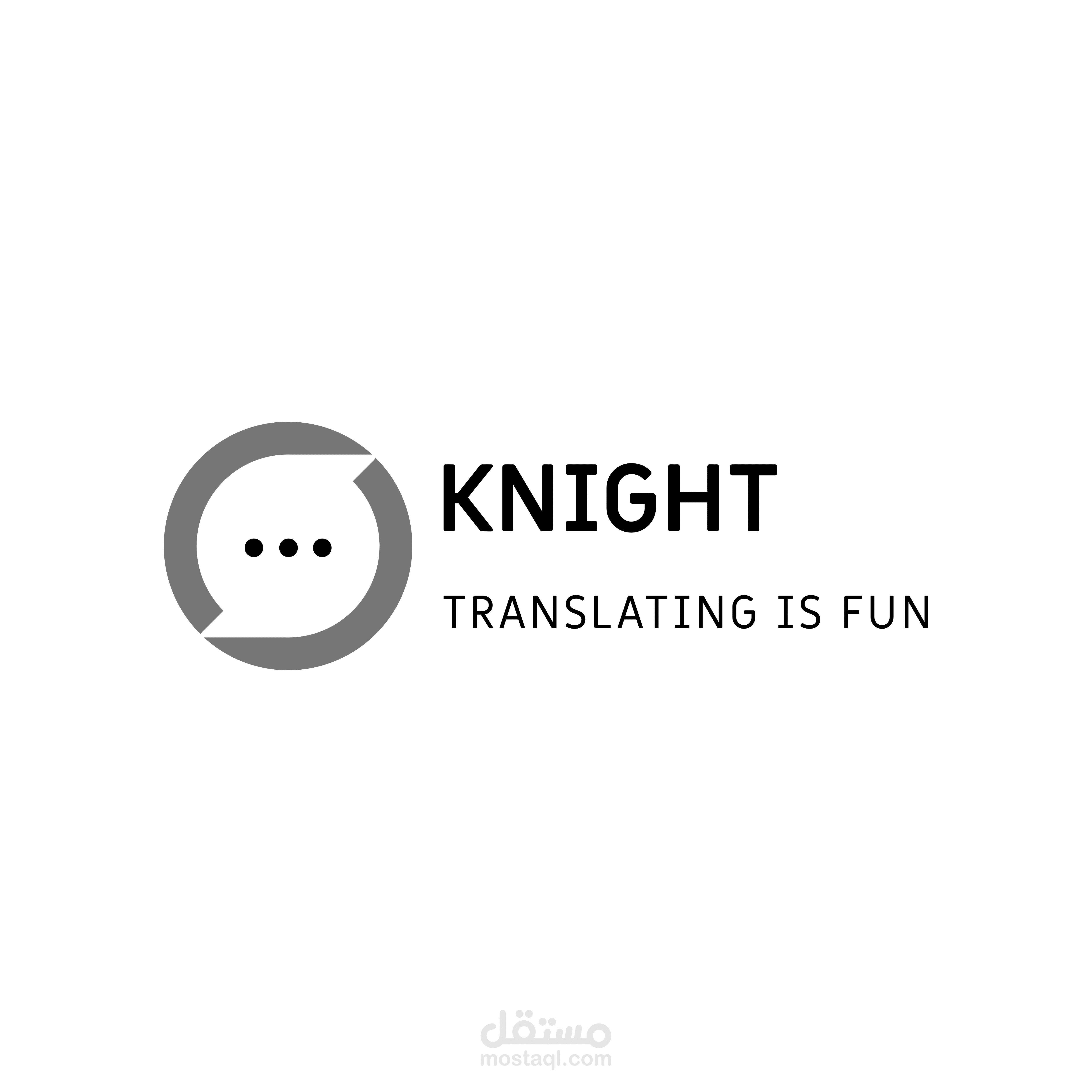 شعار بسيط ومعبر لبراند يهتم بالترجمة – KNIGHT