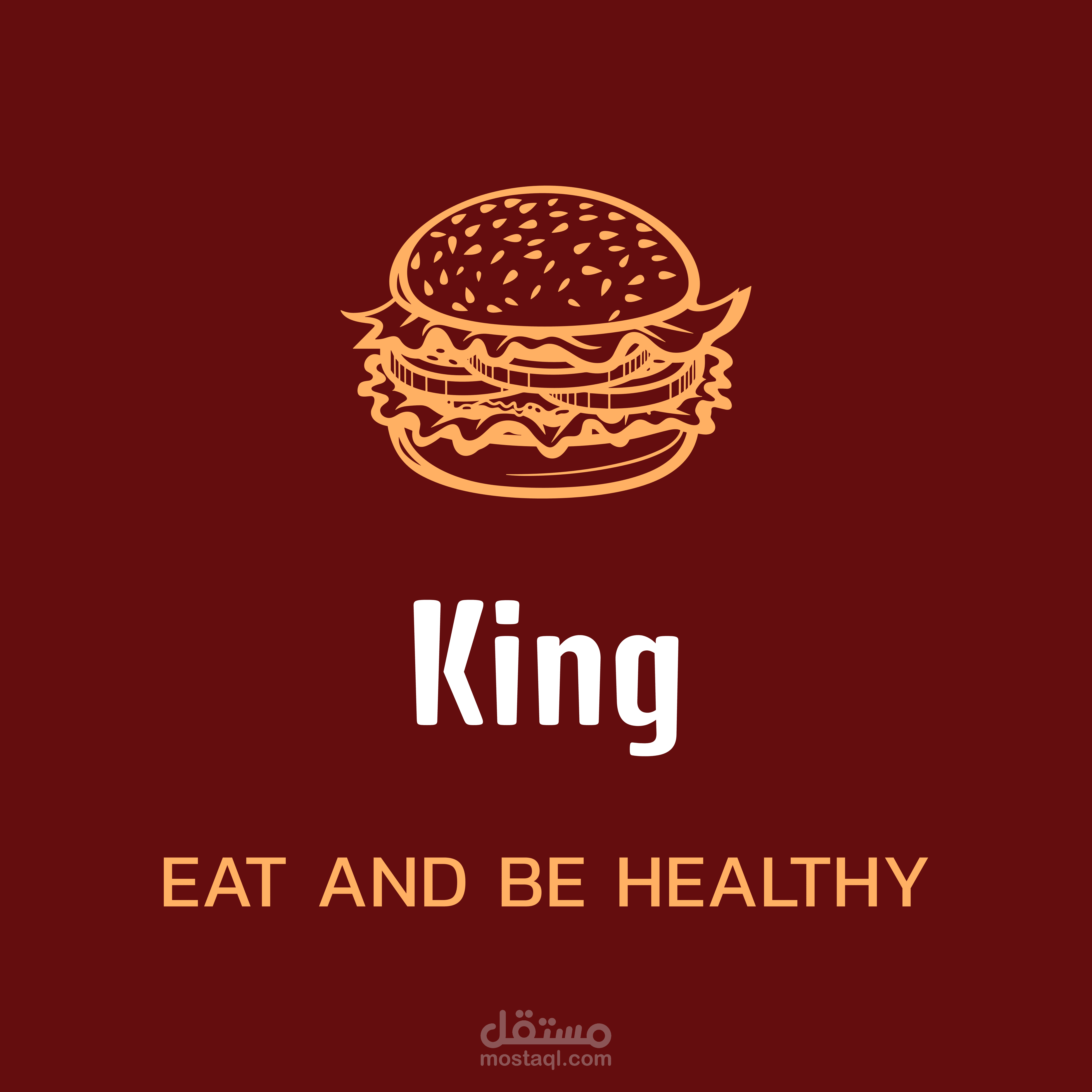 تصميم لوجو لعلامة King المتخصصة في الطعام السريع الصحي
