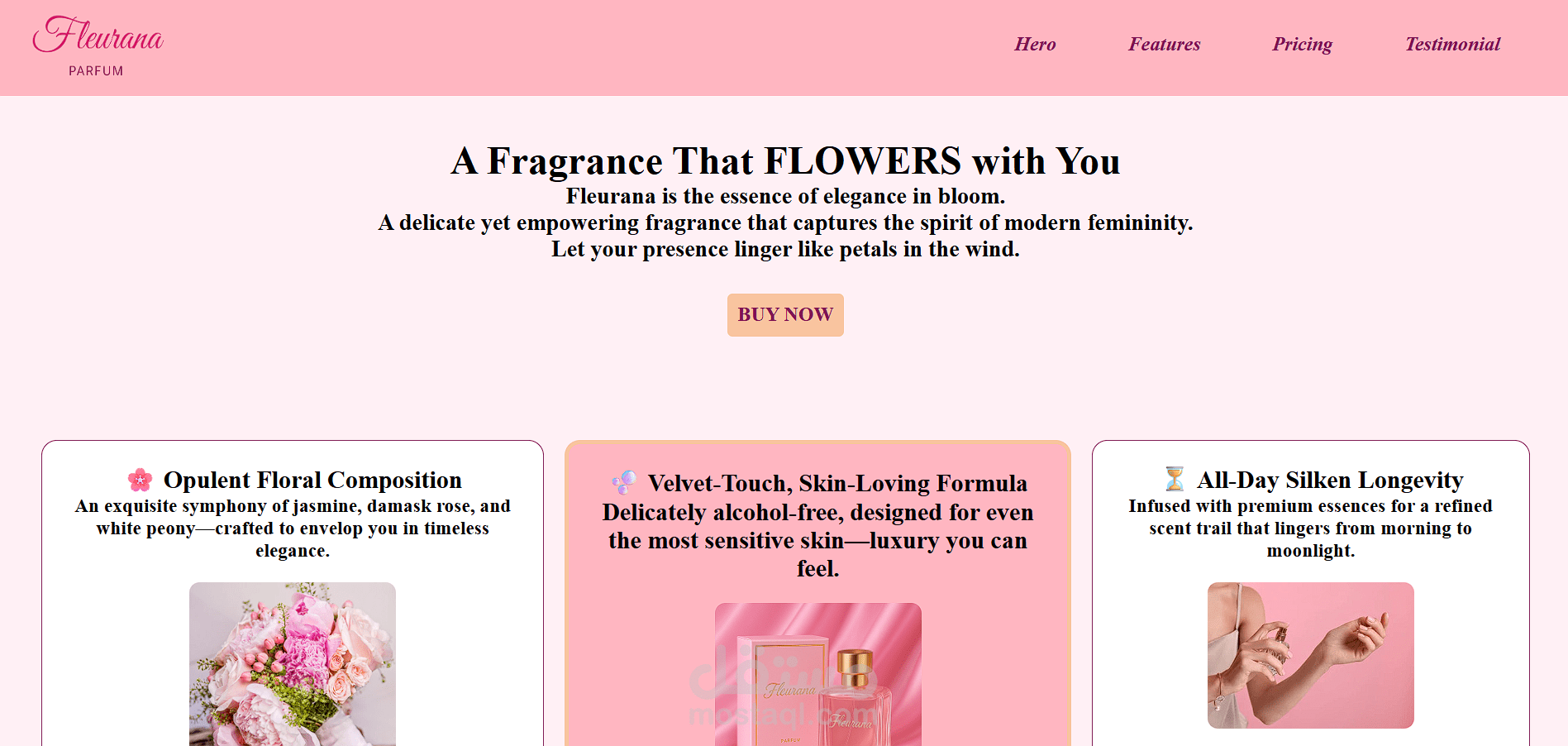 Landing Page of imaginary product