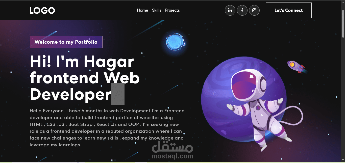 تطوير موقع شخصى باستخدام react