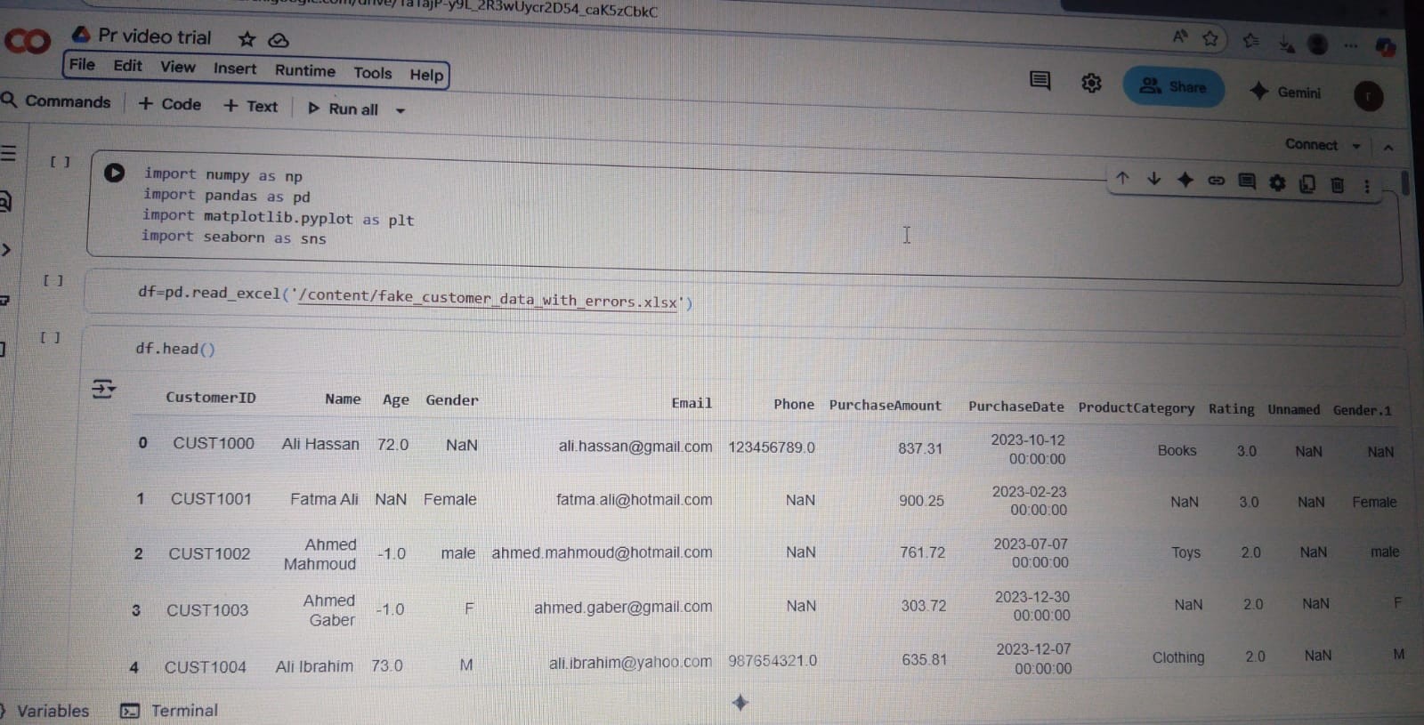 Data cleaning for not real dataset