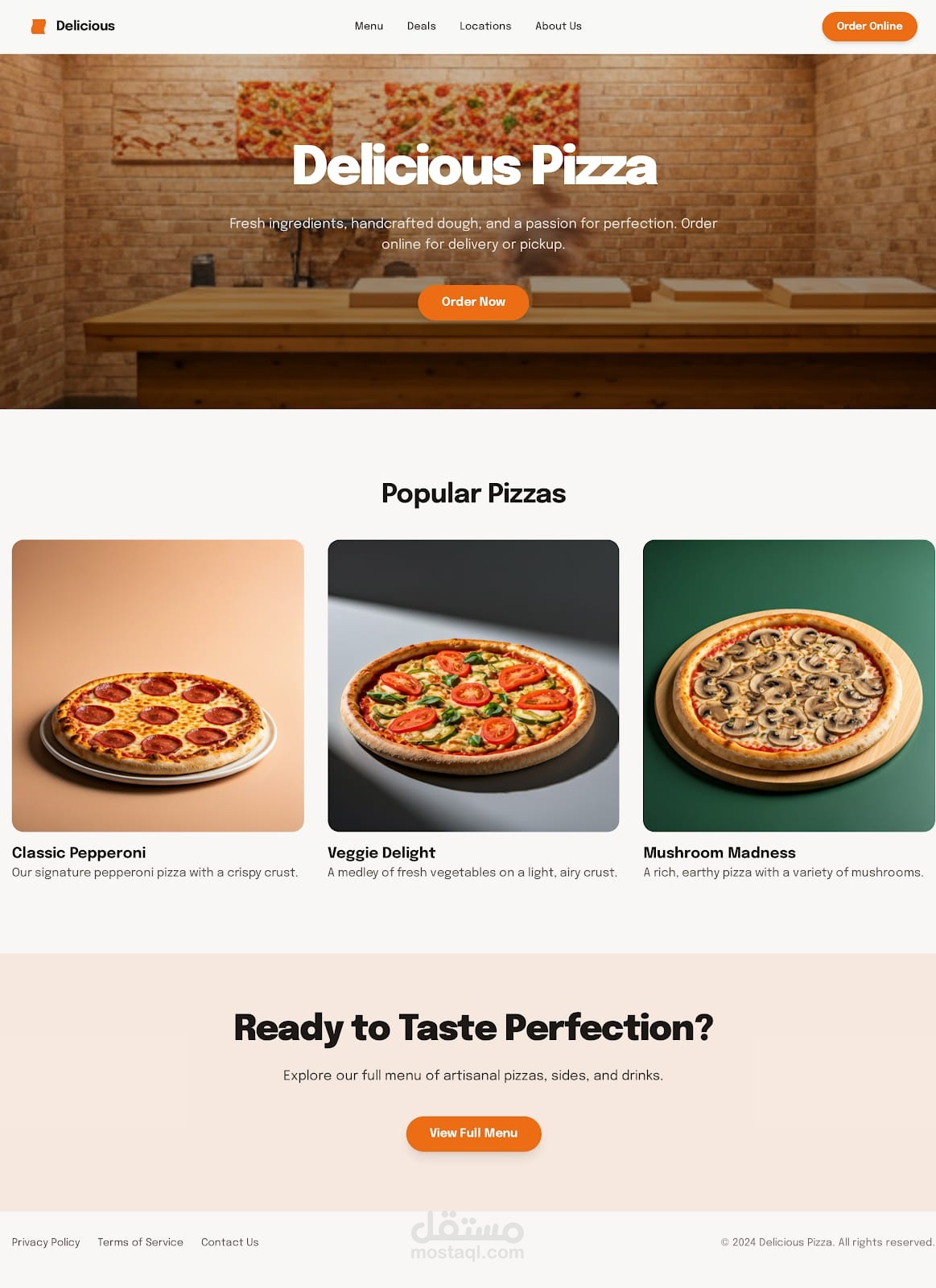 ui ux تصميم موقع بيتزا كامل ويب