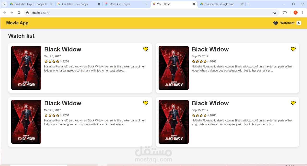 Movie App UI with React