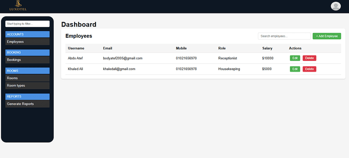 لوحة تحكم إدارية (Admin Dashboard)