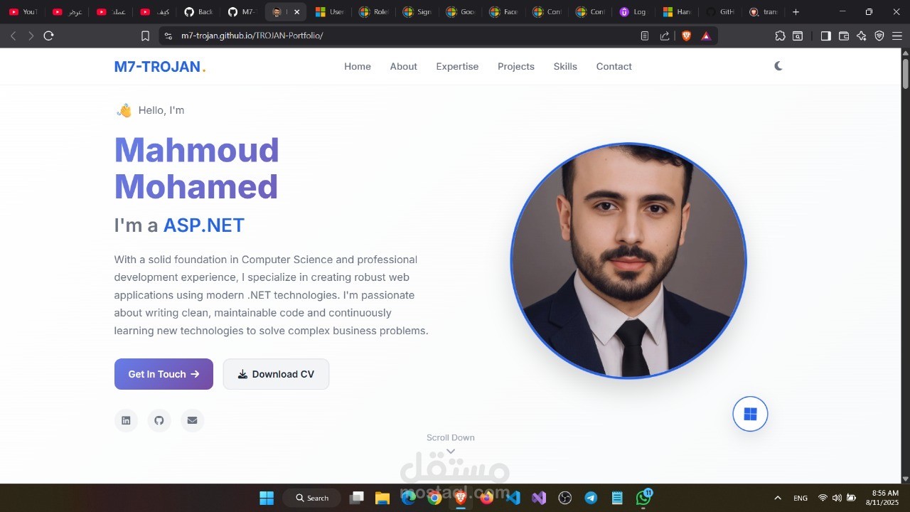 موقع شخصي احترافي لعرض الأعمال – Portfolio Website