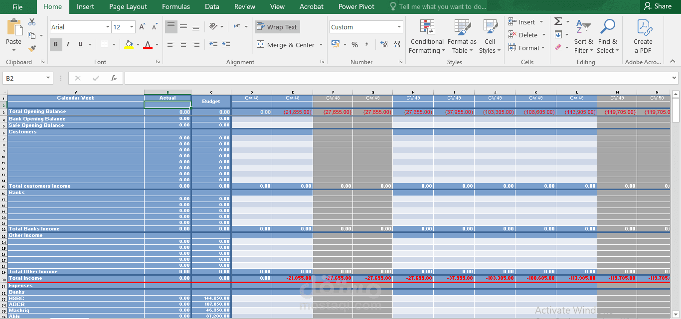كشف تدفق نقدي احترافي و تفاعلي باستخدام Excel (فقط ادخال ارقامك)