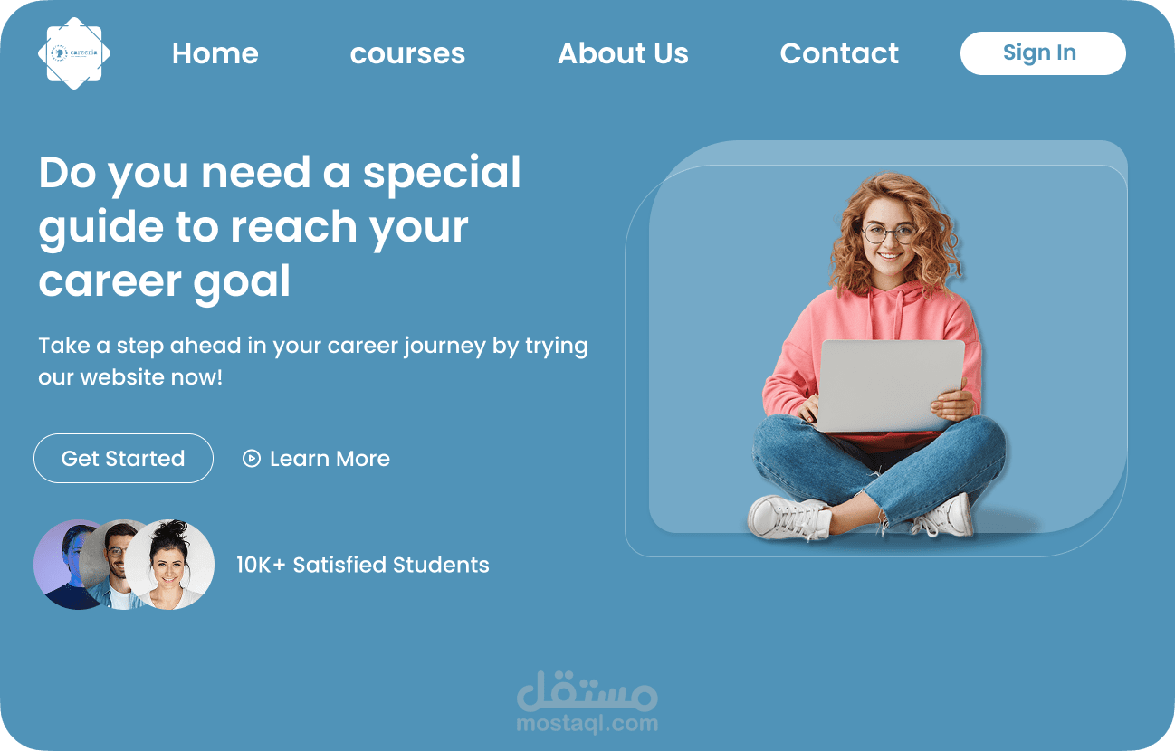 تصميم واجهة Home page احترافية لمنصة كورسات أونلاين (UI/UX)
