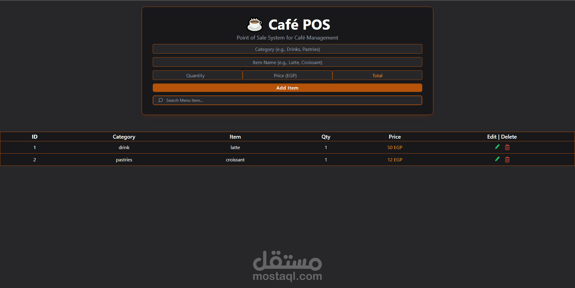 Responsive Café POS System