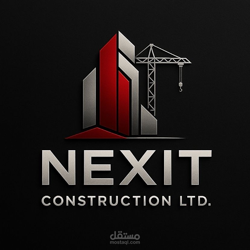 شعار شركة NEXIT CONSTRUCTION LTD – تصميم احترافي يعكس هوية شركة بناء حديثة