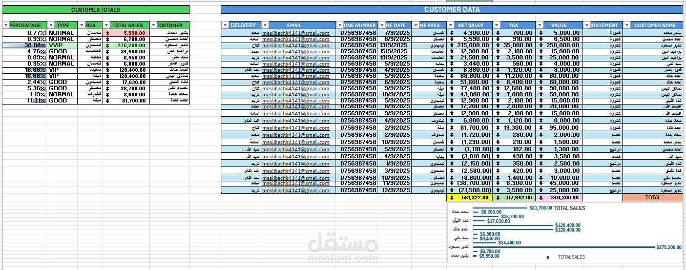 اعدادا وتنسيق جداول excel احترافية مع ادخال وتحليل البيانات