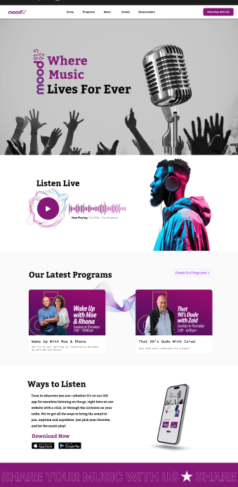 تصميم واجهة وتدفقات تجربة المستخدم لمشروع “moodfm”
