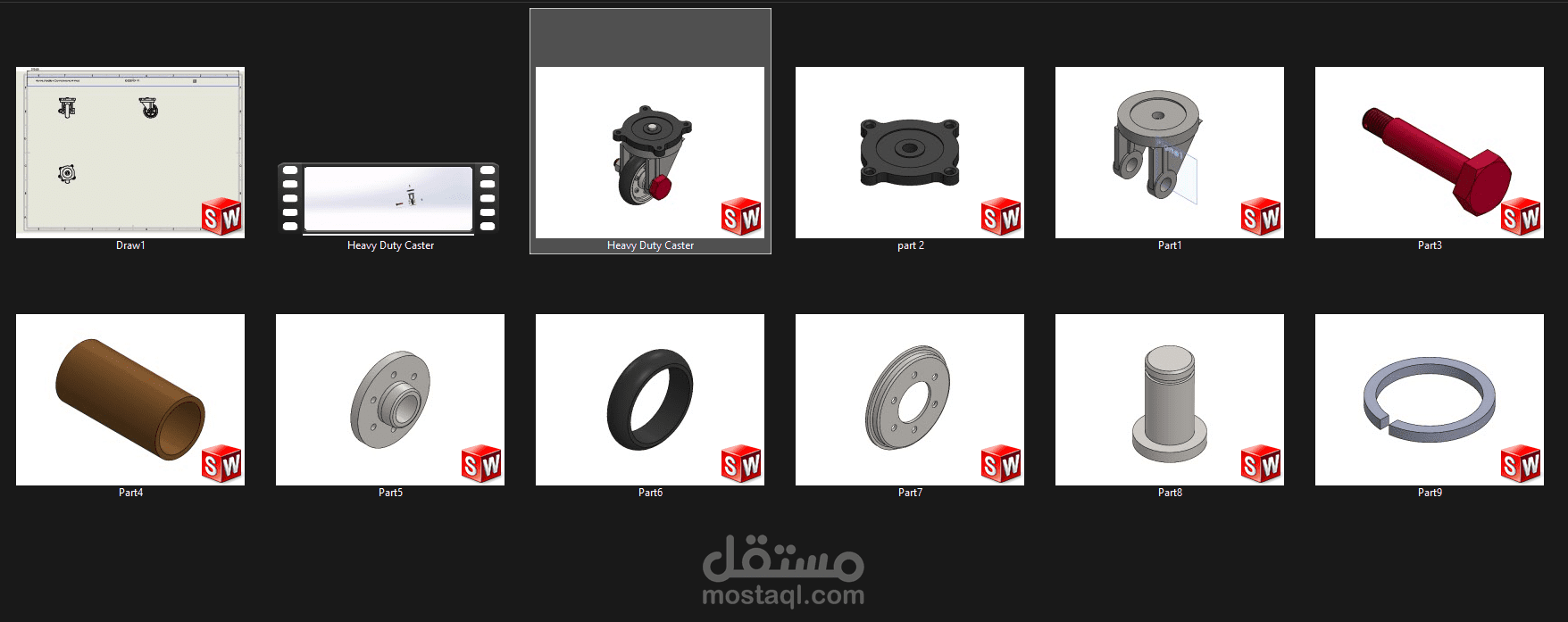 Heavy Duty Caster solidwork