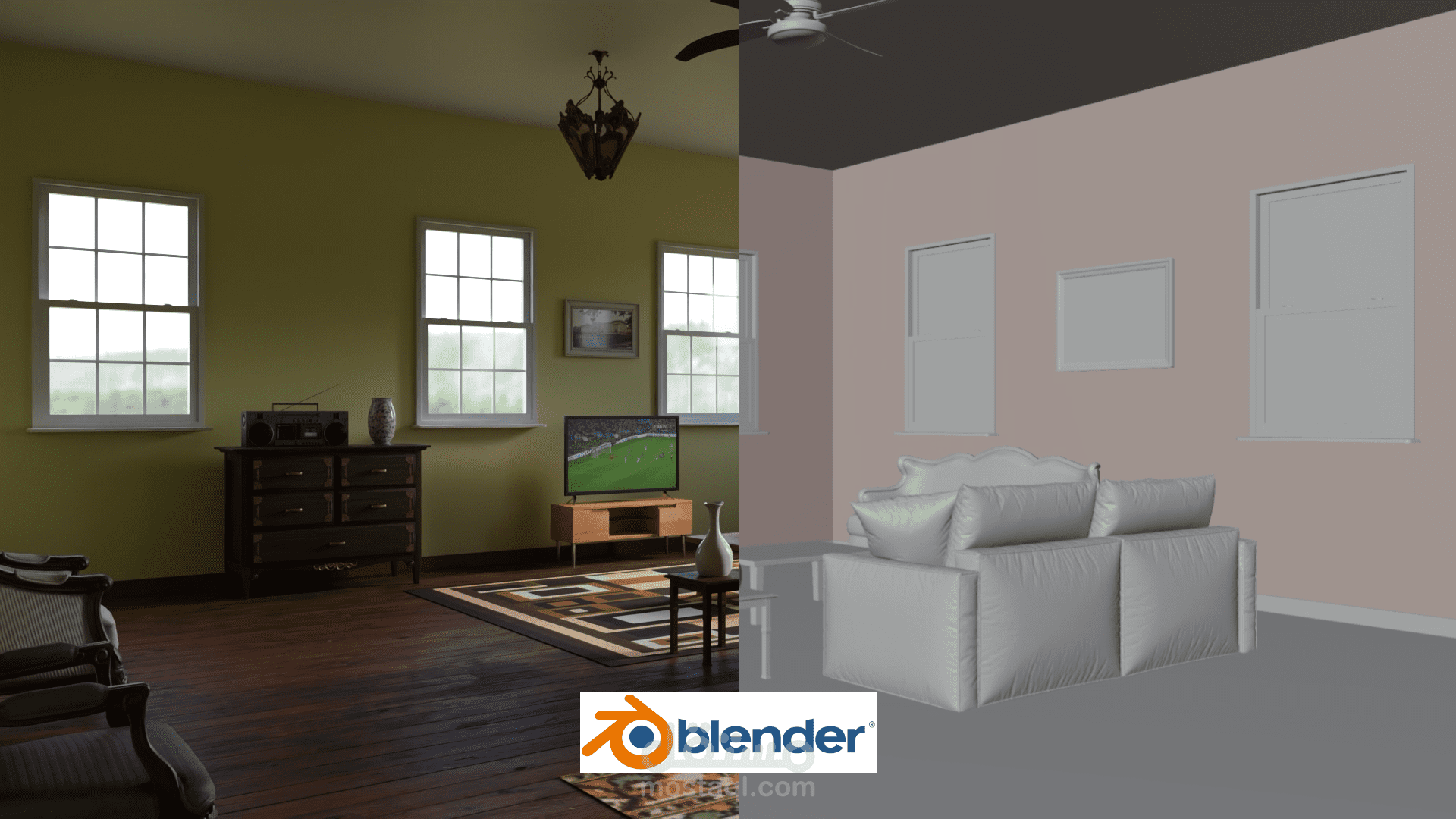 مشهد 3D داخل منزل | ميسي يسجل هدف كأس العالم 2014 – Blender