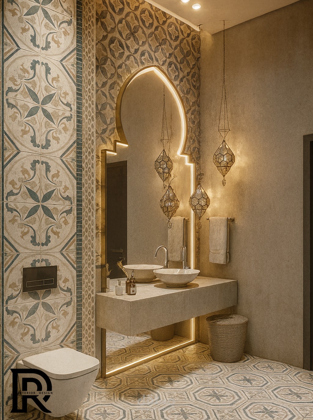 حمام مستوحى من الطراز المغربي