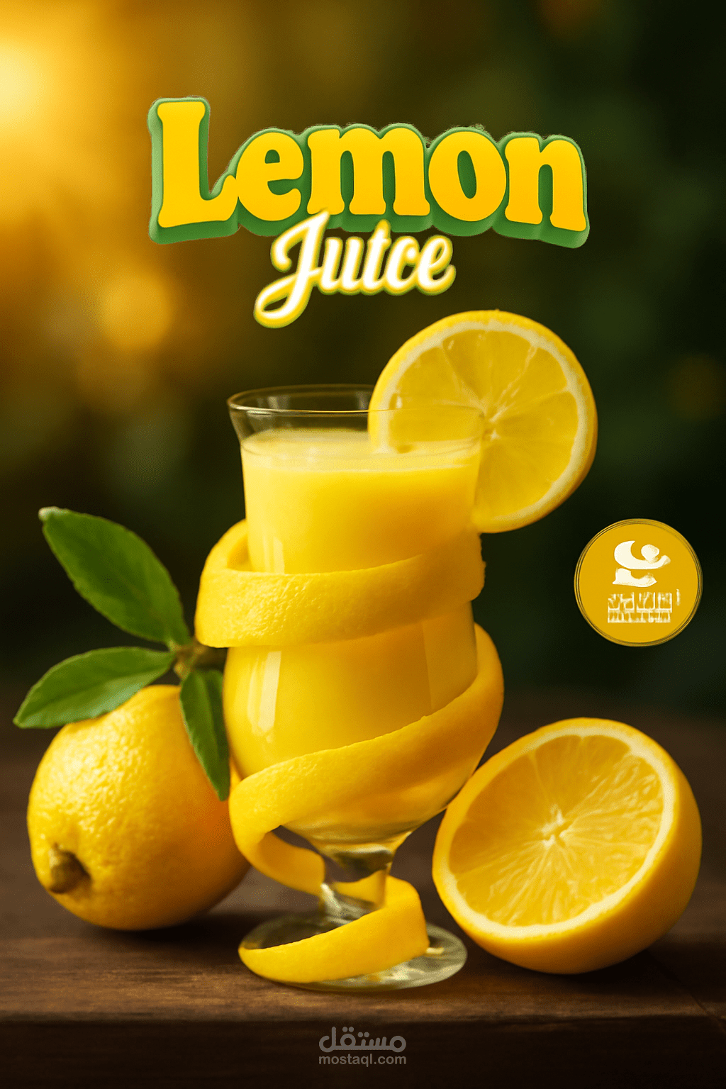 تصميم عصير ليمون منعش - Lemon Juice) illustrator)