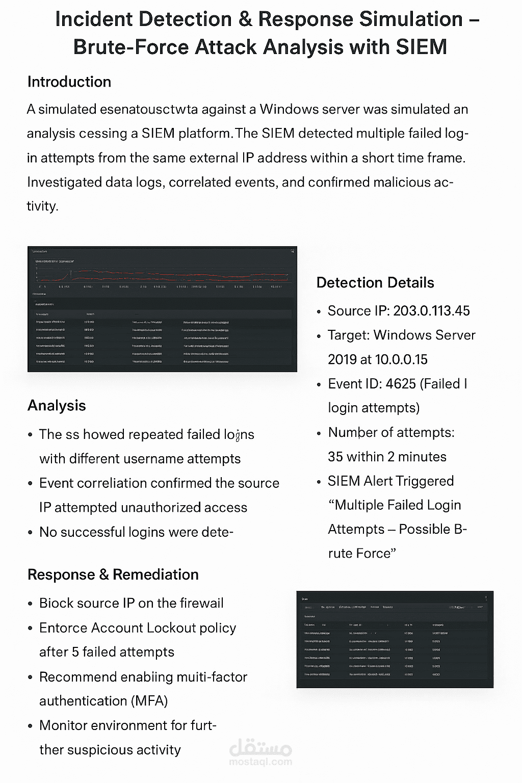 Incident Detection & Response – Brute-Force Attack Analysis with SIEM